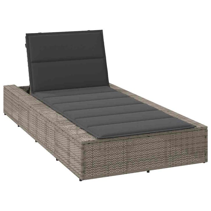 vidaXL Ligbed met zwevend kussen poly rattan grijs, Tuin en Terras, Ligbedden, Nieuw, Verzenden