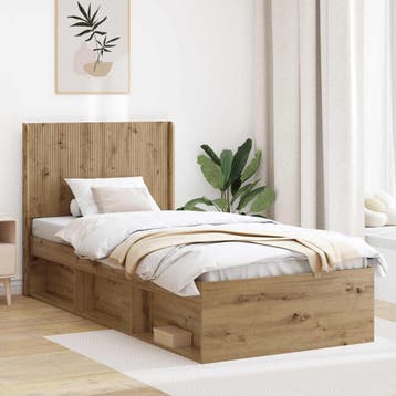 vidaXL Bedframe met opbergruimte en hoofdbord Artisanaal, Verzenden, Nieuw