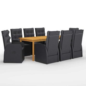 vidaXL 9-delige Tuinset zwart, Verzenden, Nieuw, Tuinset