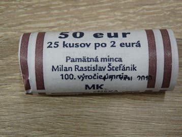 Slowakije. 2 Euro 2019 Milan Rastislav Štefánik (25 stuks)