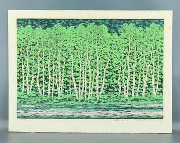 Original Woodblock Print - Shirakaba no Hayashi B