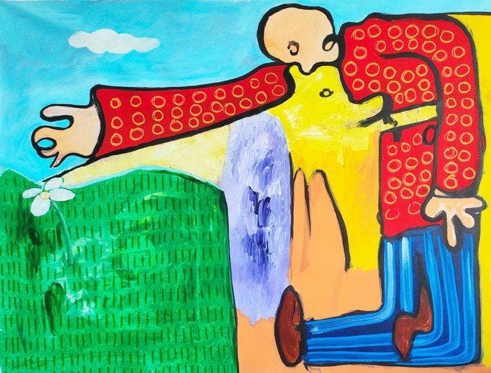 Alexander Jarque - Intentaba coger una flor pero el perro le, Antiquités & Art, Art | Peinture | Moderne