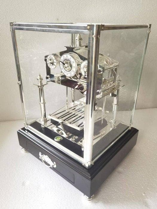 Pendule squelette - Art déco Plaqué(e) argent, Laiton - 2025, Antiek en Kunst, Antiek | Klokken