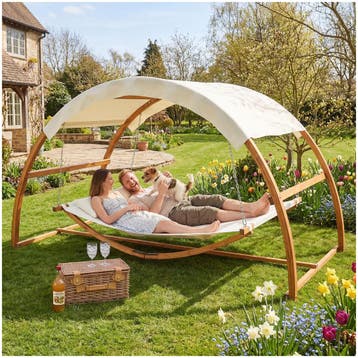 Hangmat Locarno voor 2 personen 328x160x171,5cm - teak, Verzenden, Nieuw