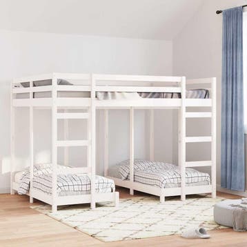 vidaXL Drievoudig Stapelbedframe Wit 140 x 200 cm Massief, Verzenden, Nieuw