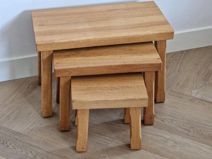 Tables gigognes - Chêne - Trois tables dappoint, Antiquités & Art, Art | Objets design