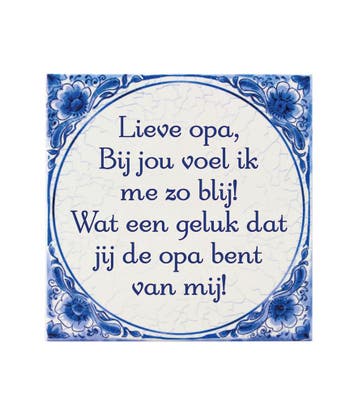 Delfts Blauw Tegel Lieve Opa 14,5cm, Verzenden