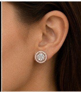 Oorbellen - 18 karaat Roségoud - 1.21ct. tw. Diamant, Nieuw