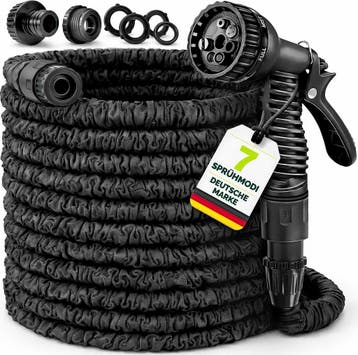 Flexibele Tuinslang - Inc. sproeikop - 45 meter - Zwart - TR, Tuin en Terras, Verzenden, Nieuw