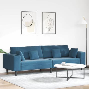 vidaXL bank / zetel Blauw 250 x 77 x 76 cm Fluweel, Verzenden