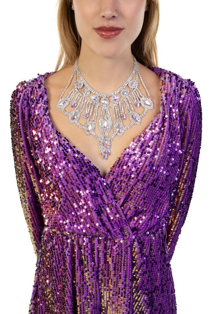 Grote Diamanten Zilveren Halsketting Ketting Zilver Glitter, Bijoux, Sacs & Beauté, Colliers, Enlèvement ou Envoi