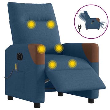 vidaXL Massagestoel elektrisch verstelbaar stof blauw, Verzenden, Nieuw