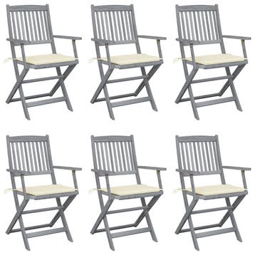 vidaXL Opklapbare stoelen (6 stuks) met kussens, gemaakt van, Verzenden, Nieuw