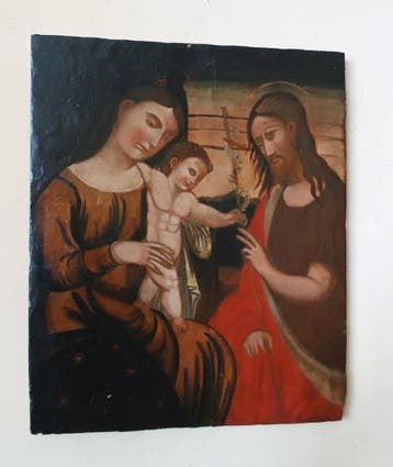 Scuola veneto cretese (XVI-XVII) - Sacra famiglia, Antiek en Kunst