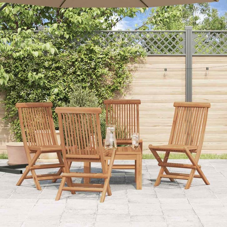vidaXL Tuinstoelen inklapbaar 4 st massief teakhout, Tuin en Terras, Tuinstoelen, Nieuw, Verzenden