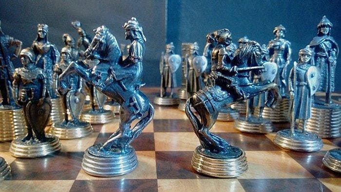 Schaakspel - Reconquista de Granada - Brons, Hout, Antiek en Kunst, Curiosa en Brocante