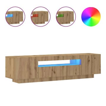 Tv-meubel LED Eiken 160cm | Tweede kansje | OP = OP, Huis en Inrichting, Verzenden, 150 tot 200 cm, Zo goed als nieuw, Minder dan 100 cm