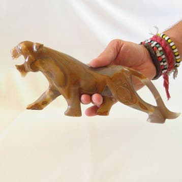 Beeld, Handgemaakte Tijger - 928 gr - 29 cm - Agaat
