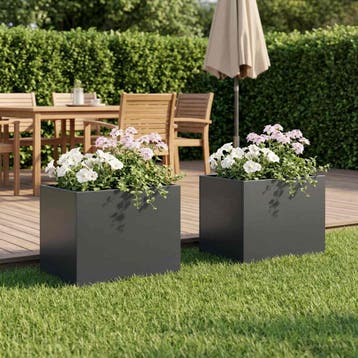 vidaXL Plantenbak 2 st Antraciet 40 x 30 x 30 cm Koudgewalst, Tuin en Terras, Bloempotten, Verzenden, Nieuw