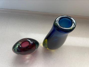 Vaas (2) - vaas - Kristal - Murano stijl, Antiek en Kunst, Antiek | Glaswerk en Kristal