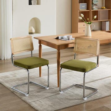Eetkamerstoelen - Set van 2 - Met Rugleuning - Fluweel - Gro, Huis en Inrichting, Verzenden, Nieuw