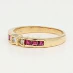Bague - 18 carats Or jaune Diamant (Naturelle) - Robijn, Bijoux, Sacs & Beauté, Bagues