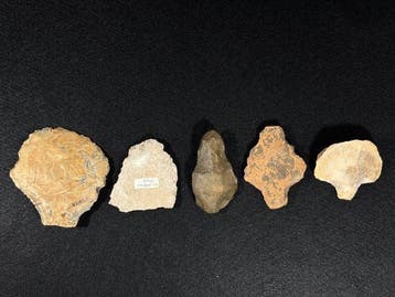 Paleolithisch 5 st Atérien Werktuigen Jachtspitsen &, Antiek en Kunst