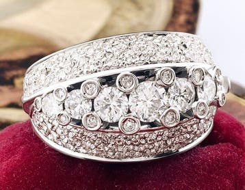 Bague - 18 carats Or blanc Diamant (Naturelle)