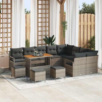 vidaXL Tuinbank Set 13 st 12-Aantal zitplaatsen Grijs, Verzenden, Nieuw