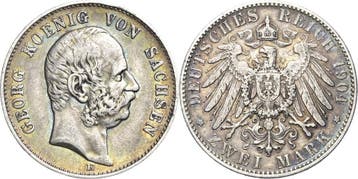 2 Mark Sachsen Georg 1902-1904, Postzegels en Munten, Verzenden, België