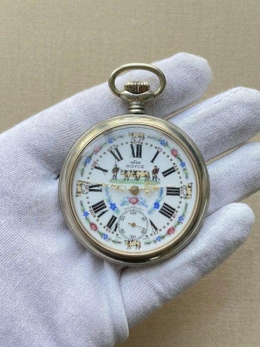 Montre à gousset suisse ROYCE – Cadran en porcelaine peint «, Bijoux, Sacs & Beauté, Montres | Hommes