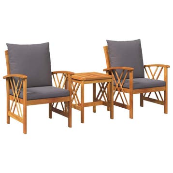 vidaXL Tuinbank Set 3 pcs Olie Natuurlijk Massief Acacia, Verzenden, Nieuw