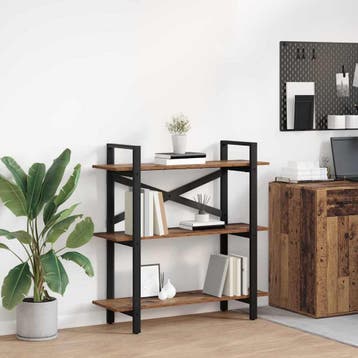vidaXL Boekenplank 3-laags 100 x 33.5 x 64 cm Bewerkt hout, Verzenden