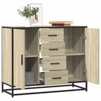 vidaXL Dressoir 92x35x76 cm bewerkt hout sonoma eikenkleurig, Huis en Inrichting, Kasten | Dressoirs, Verzenden, Nieuw