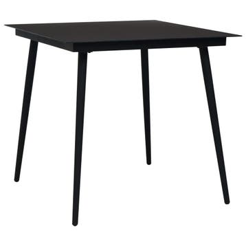 vidaXL Tuintafel 80x80x74 cm staal en glas zwart, Tuin en Terras, Verzenden, Nieuw