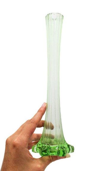 Soliflore Art Nouveau en verre uranifère - Eenbloemige vaas