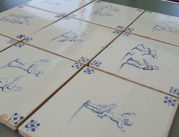 Tegel - 9 stuks Kinderspel tegels. - 1850-1900