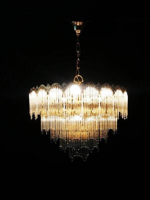 Plafondlamp - Messing, Kristal - Italiaanse hanglamp., Maison & Meubles, Maison & Meubles | Autre