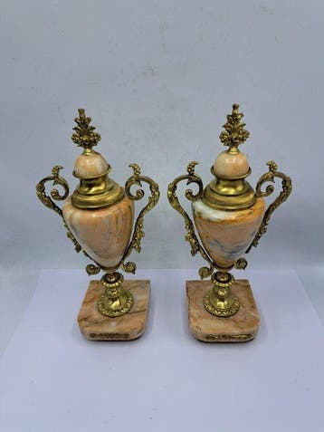 Cassolette (2) - Marmer, Brons, Verguld -, Antiek en Kunst