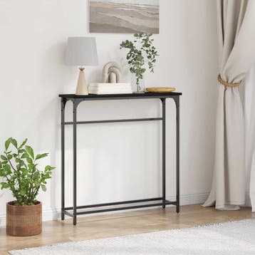vidaXL Wandtafel Zwart Eiken 75 x 19,5 x 75 cm Bewerkt hout, Huis en Inrichting, Verzenden, Nieuw