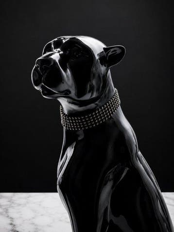 sculptuur, XXL Exclusieve Zwarte Panter – Hoogglans Luxury