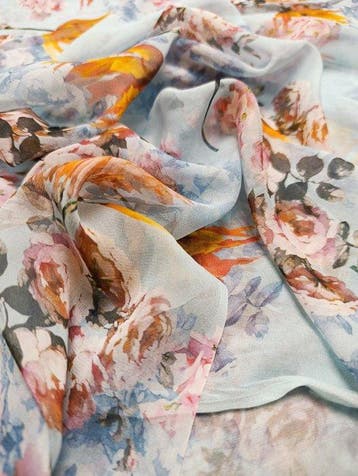 B669 - 500 x 140 cm - 100% Georgette di Pura Seta –