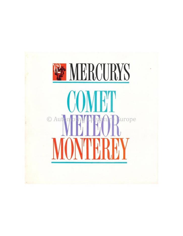 1962 MERCURY PROGRAMMA BROCHURE ENGELS, Boeken, Auto's | Folders en Tijdschriften