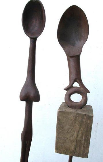 2 cuillères Tsangui et Zulu - Gabon (Sans prix de réserve), Antiek en Kunst, Kunst | Niet-Westerse kunst