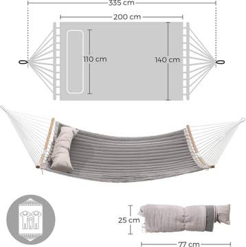 Hangmat voor 2 personen - gewatteerd - 140x200 cm - met, Verzenden
