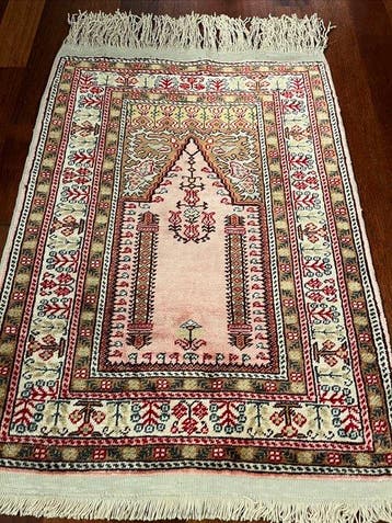Tapis - 57 cm - 41 cm - Tapis de prière en soie, rose tendre