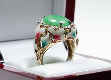 Zonder minimumprijs - Ring - 925 zilver - 6,00 ct jade -, Nieuw