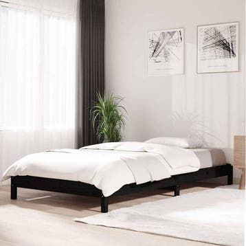 vidaXL Bed stapelbaar 90x200 cm massief grenenhout zwart, Verzenden, Nieuw
