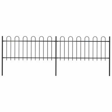 vidaXL Tuinhek met ringtop staal 337x80 cm zwart, Verzenden, Nieuw