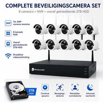 DrPhone SmartVision Draadloos WiFi NVR Camera Kit - 8 Camera, Verzenden, Nieuw